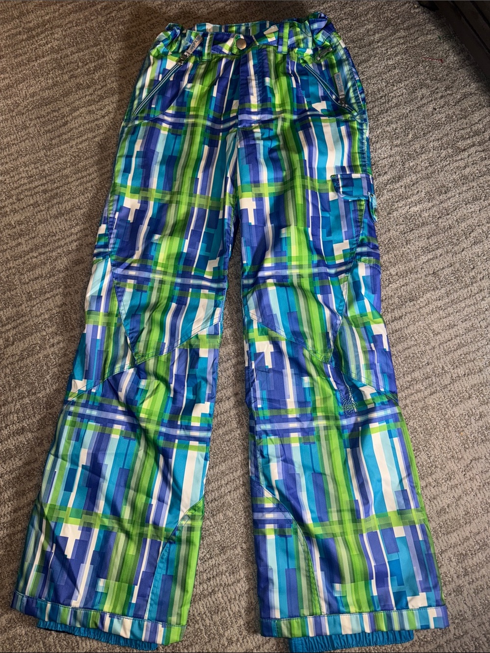 Spyder Youth Girls Kids Jr Ski Snowboard Winter Snow Pants 16 Large purple green